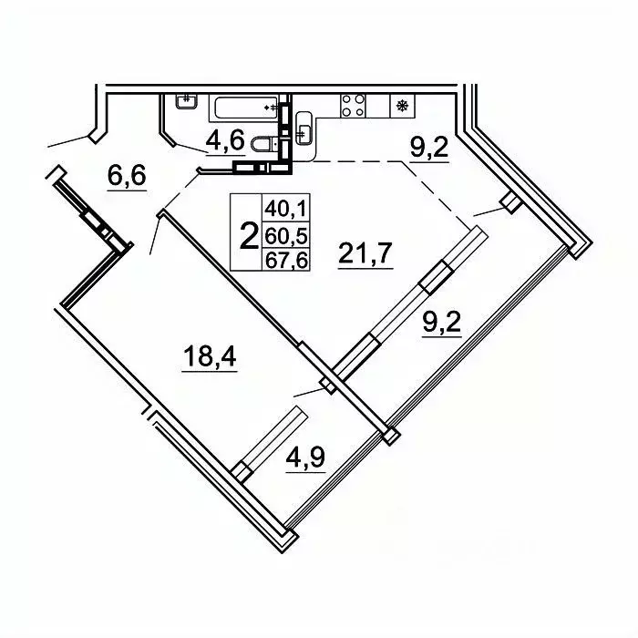 2-к кв. Приморский край, Владивосток Лесная ул., 1В/1 (67.6 м) - Фото 1