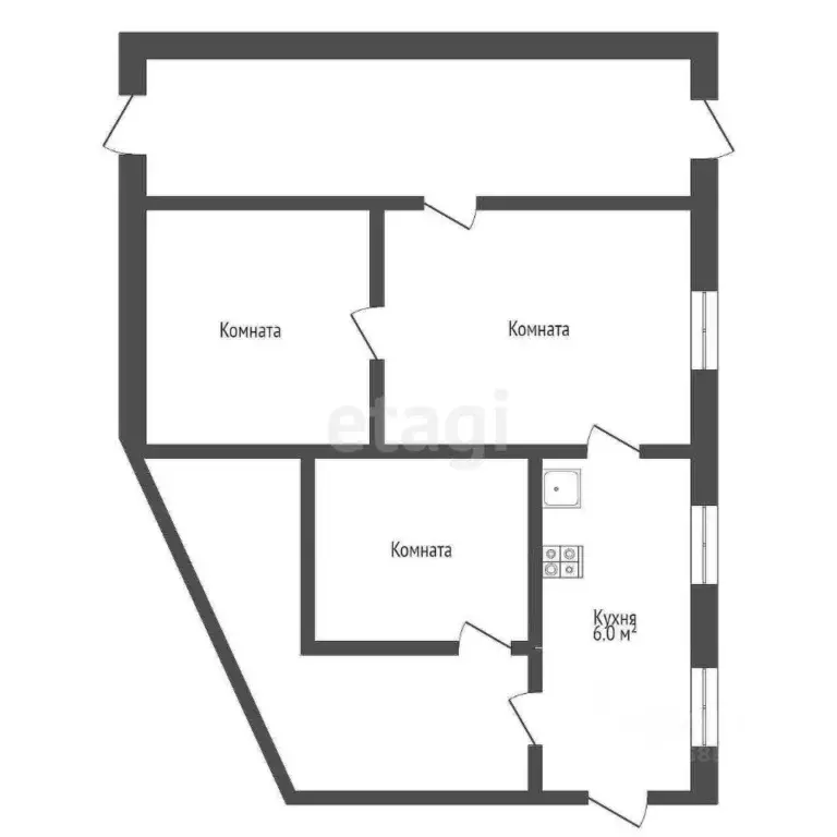 2-к кв. Саратовская область, Балашов ул. Луначарского, 42 (48.4 м) - Фото 2