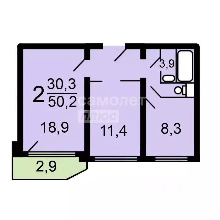 2-комнатная квартира: Москва, Цимлянская улица, 28 (50.6 м) - Фото 2