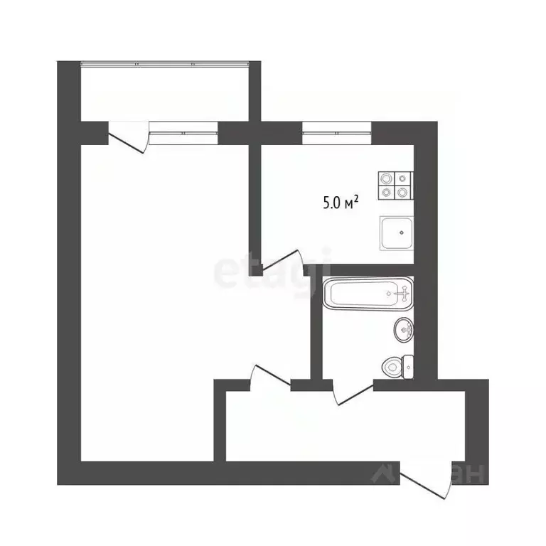 1-к кв. Тюменская область, Тюмень Рижская ул., 53 (32.3 м) - Фото 2