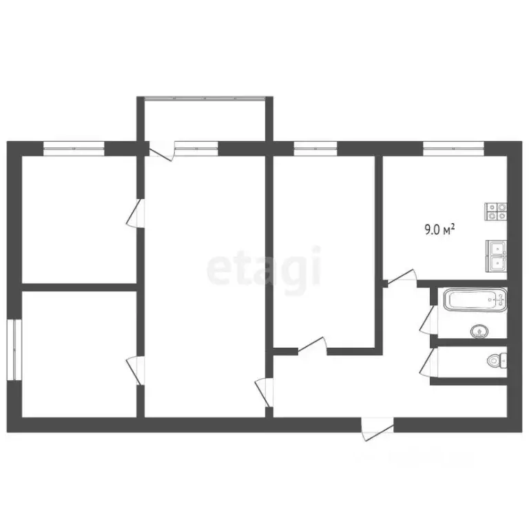 4-к кв. Оренбургская область, Оренбург ул. Шевченко, 259 (60.8 м) - Фото 1