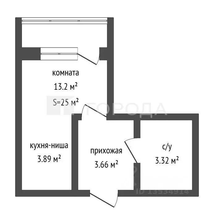 Студия Алтайский край, Барнаул Балтийская ул., 93 (25.0 м) - Фото 2