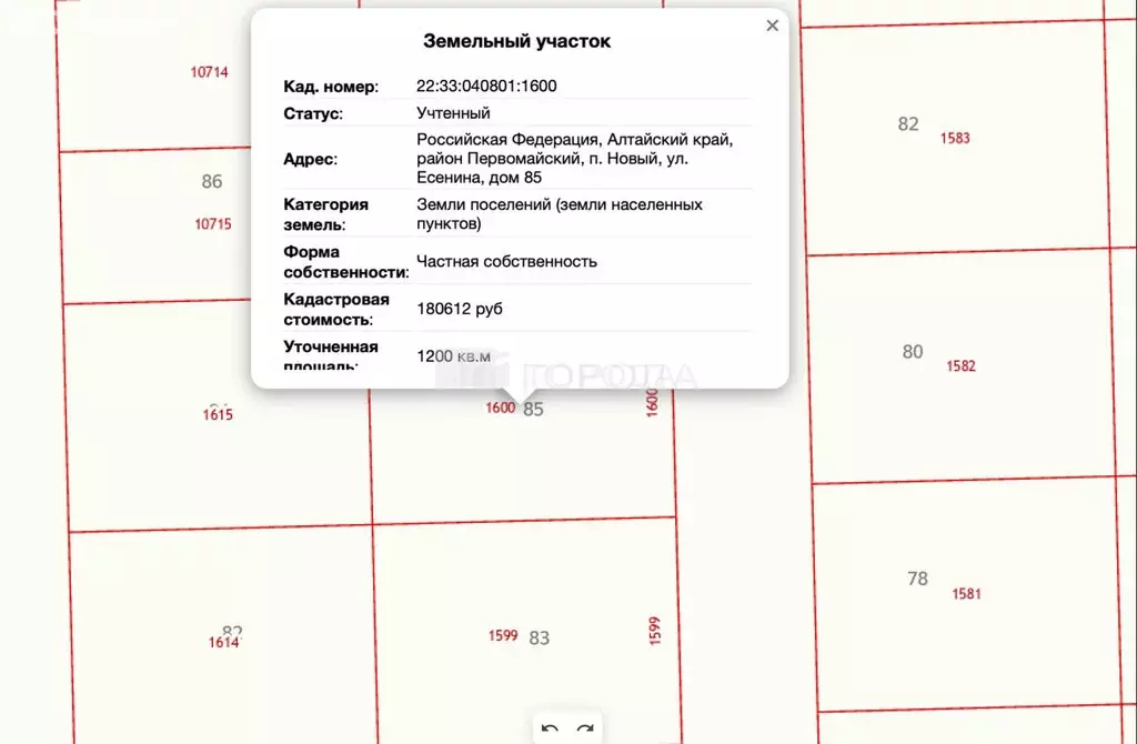 Участок в Первомайский район, посёлок Новый, улица Есенина, 85 (12 м) - Фото 2