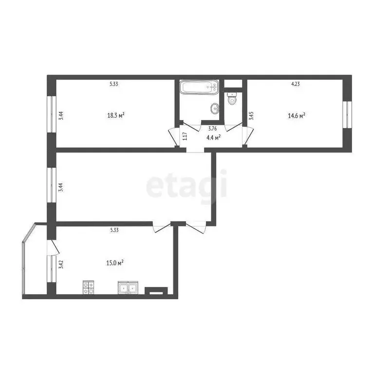 3-комнатная квартира: Тюмень, Широтная улица, 172 (85.2 м) - Фото 1