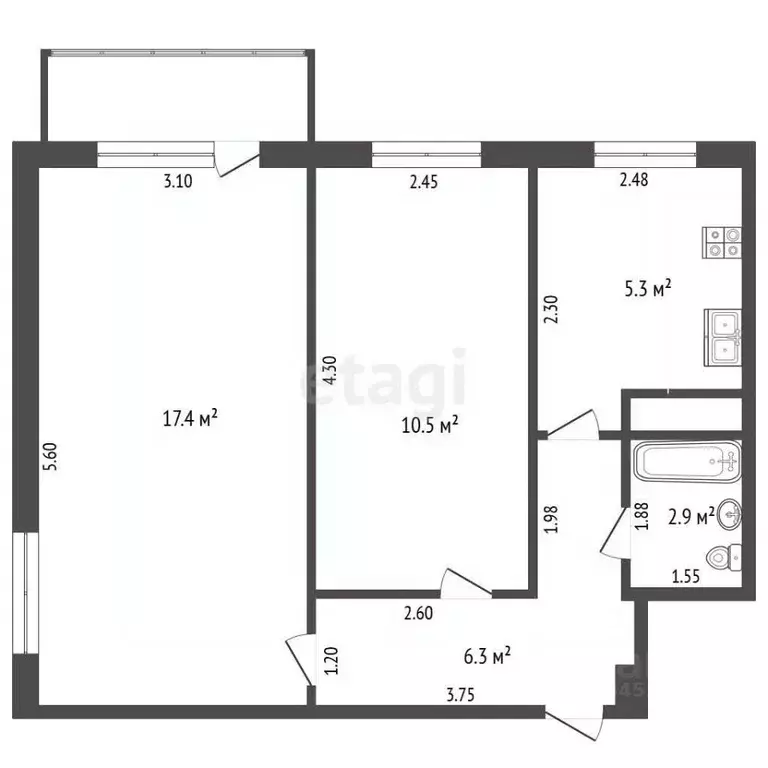 2-к кв. Нижегородская область, Нижний Новгород ул. Надежды Сусловой, ... - Фото 2