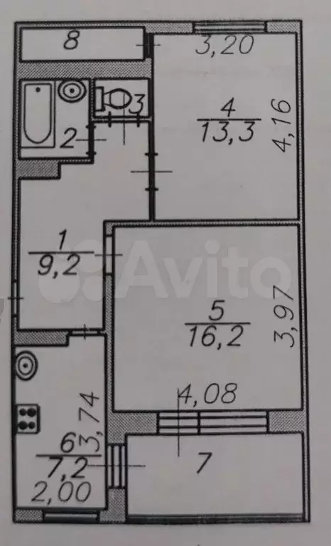 2-к. квартира, 49,6 м, 9/9 эт. - Фото 0