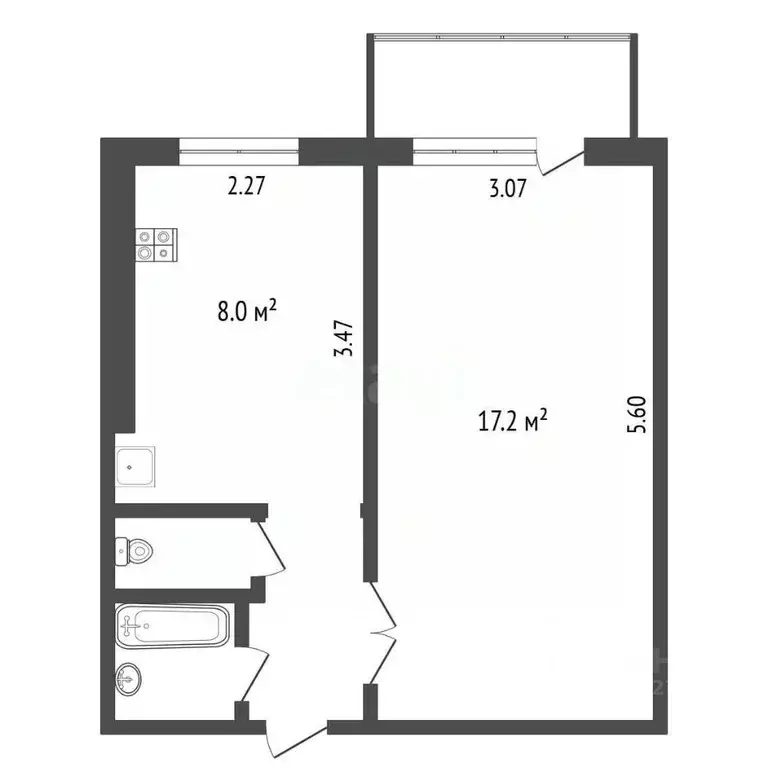 1-к кв. Белгородская область, Белгород ул. Щорса, 31 (30.0 м) - Фото 1