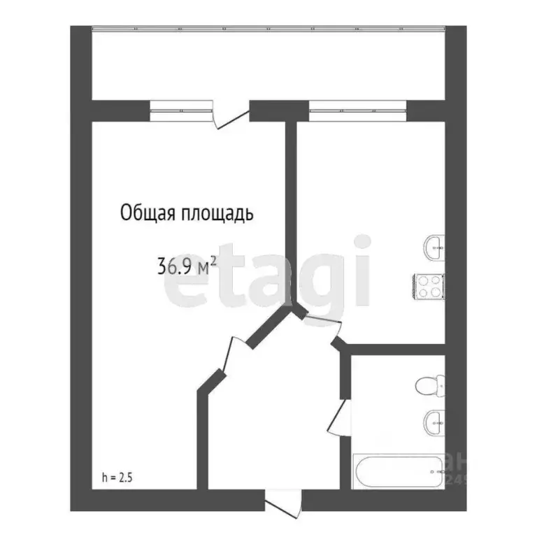 1-к кв. Бурятия, Улан-Удэ Ключевская ул., 6Д (36.9 м) - Фото 1