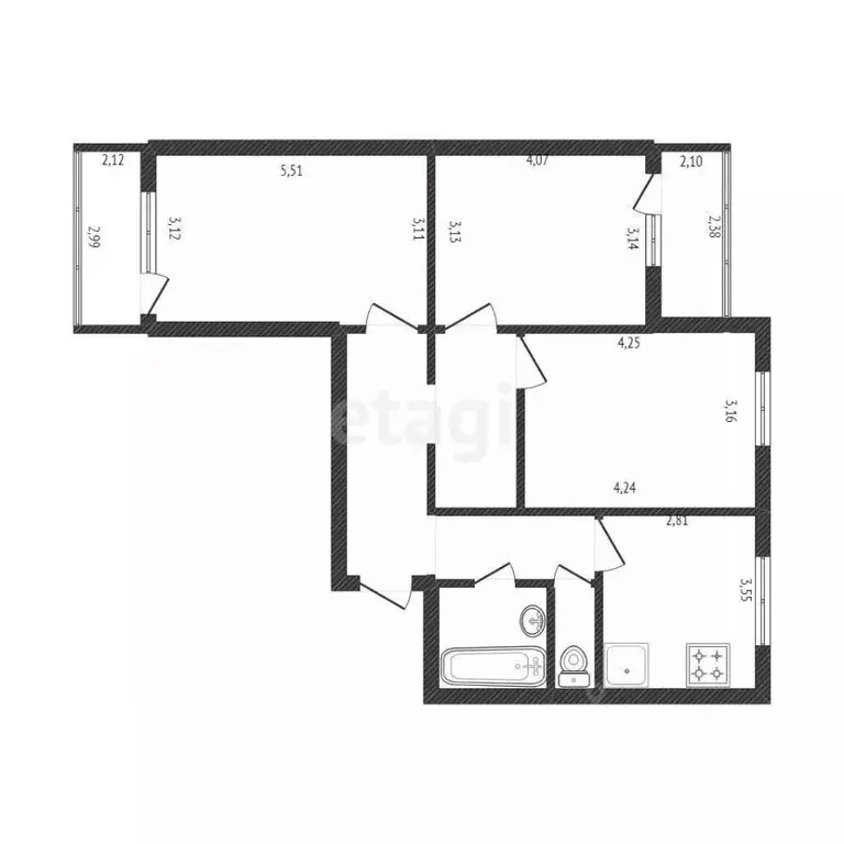 3-к кв. Белгородская область, Белгород просп. Славы, 131 (69.4 м) - Фото 2