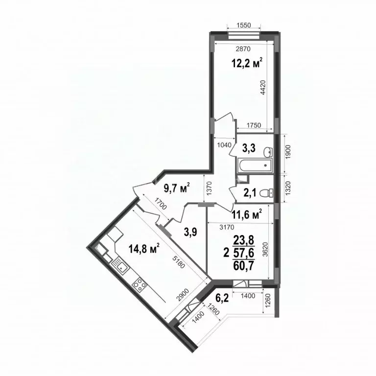 2-к кв. Владимирская область, Владимир ул. Смоленская, 3 (60.7 м) - Фото 1