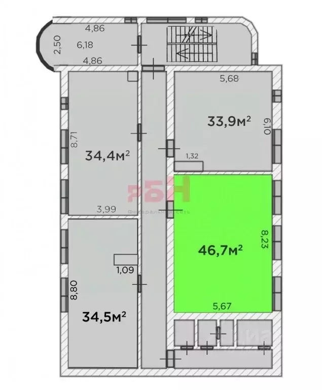 Офис в Тюменская область, Тюмень ул. Мельникайте, 85А (46 м) - Фото 2