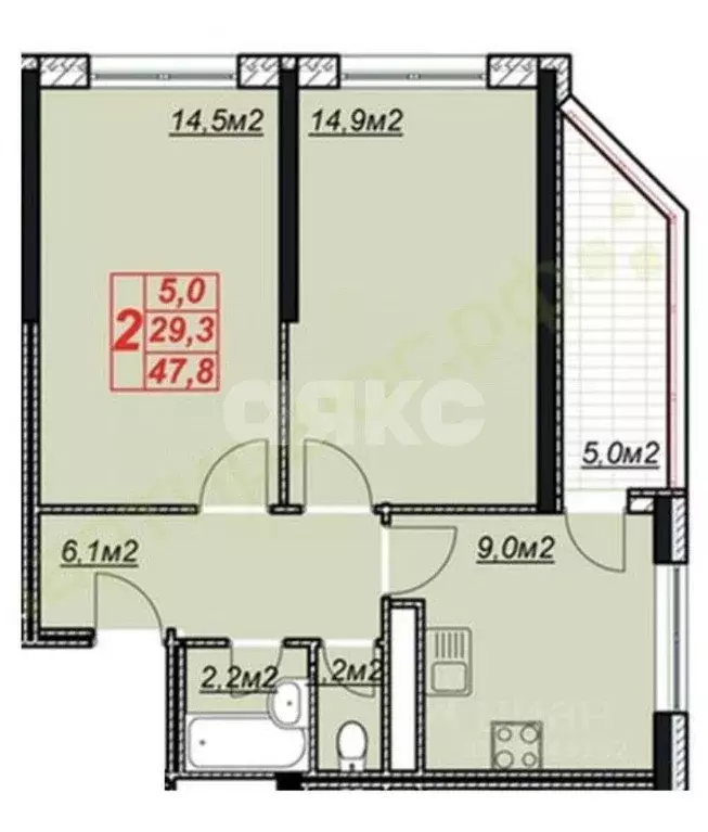 2-к кв. Краснодарский край, Анапа Крестьянская ул., 27к3 (53.0 м) - Фото 2
