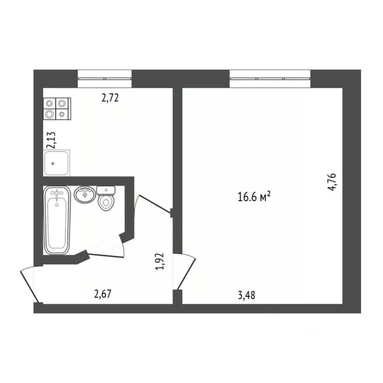 1-к кв. Тюменская область, Тюмень Олимпийская ул., 42 (28.7 м) - Фото 2
