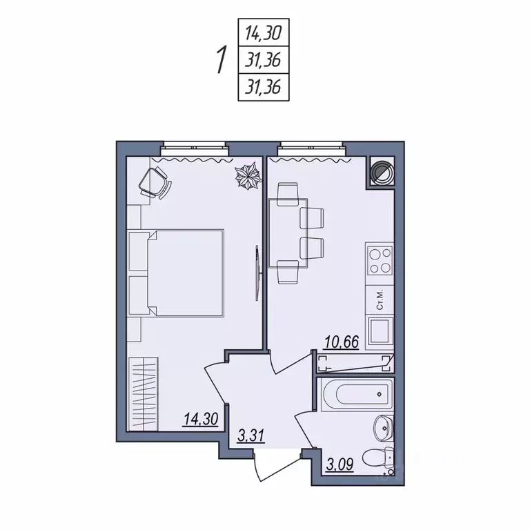 1-к кв. Волгоградская область, Волгоград ул. Тракторостроителей, 31/1 ... - Фото 1