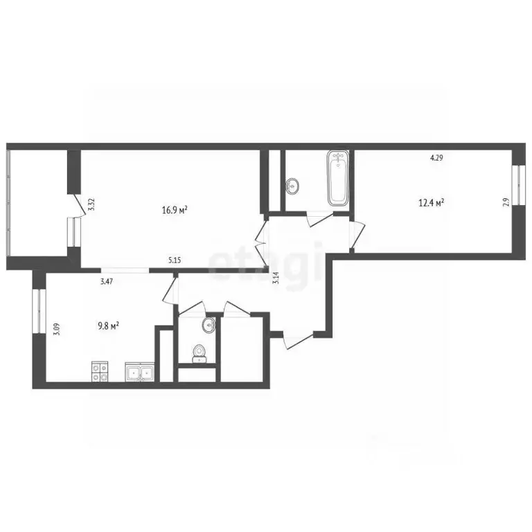 2-к кв. Москва Ягодная ул., 8к3 (54.4 м) - Фото 2