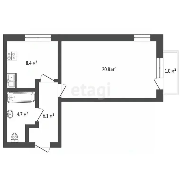 1-к кв. Мордовия, Саранск городской округ, Луховка рп ул. Школьная, 38 ... - Фото 2