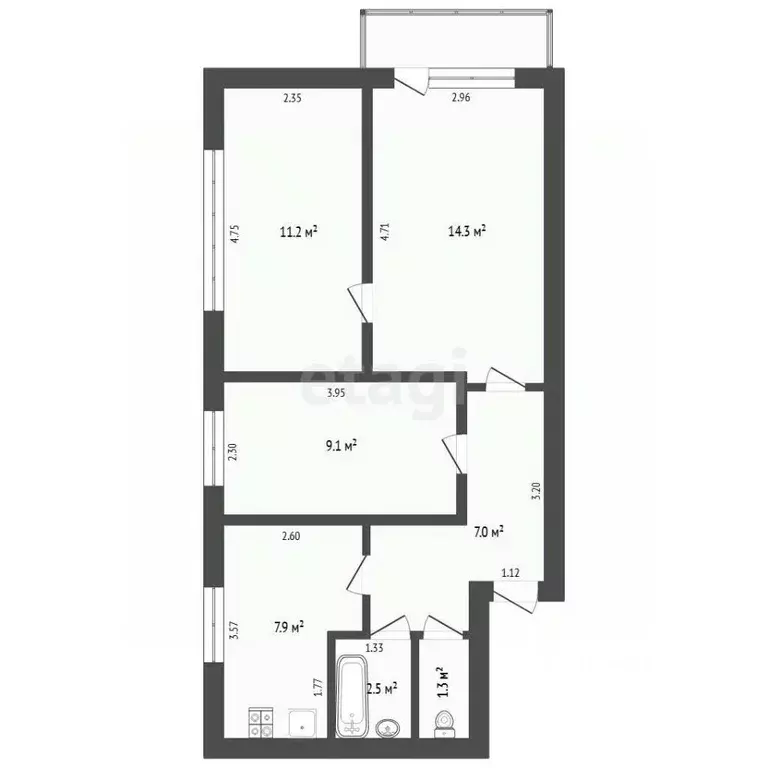 3-к кв. Свердловская область, Тавда ул. Чекистов, 10 (53.0 м) - Фото 2