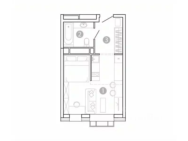 1-к кв. Забайкальский край, Чита 1-я Коллективная ул., 6 СТР (28.65 м) - Фото 1
