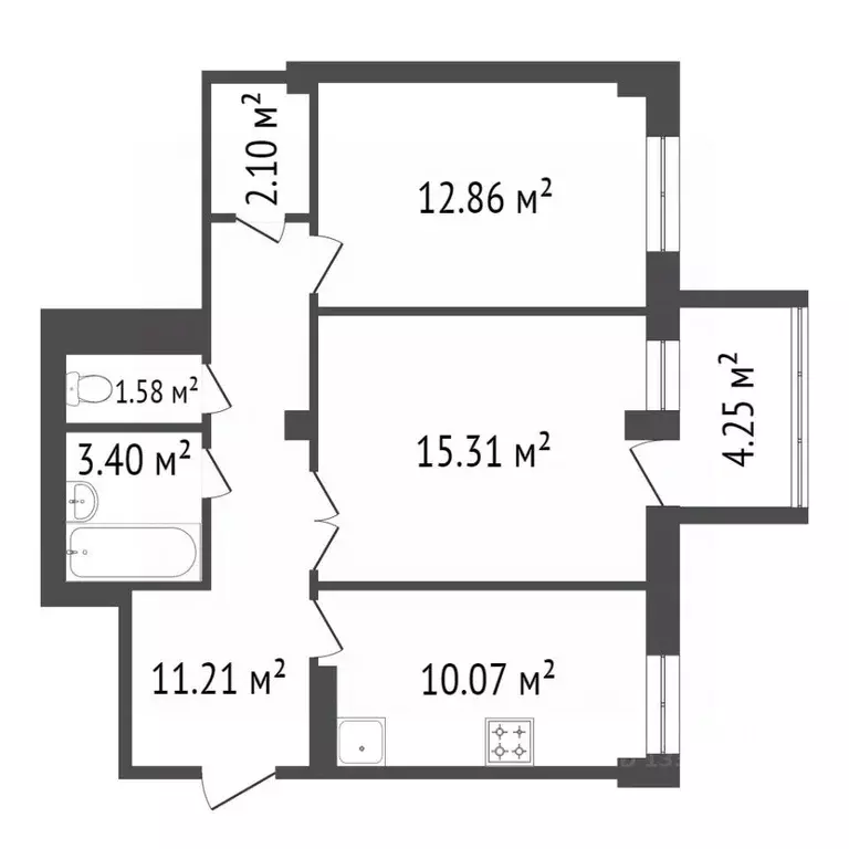 2-к кв. Красноярский край, Красноярск ул. Чернышевского, 77 (56.5 м) - Фото 1