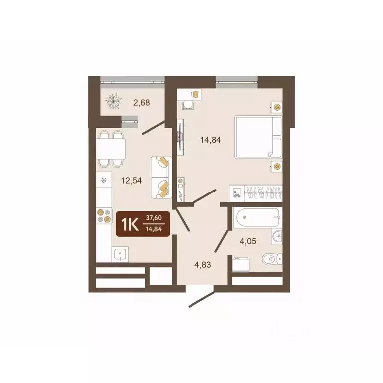 1-к кв. Кемеровская область, Новокузнецк Макеевская ул. (37.6 м) - Фото 1