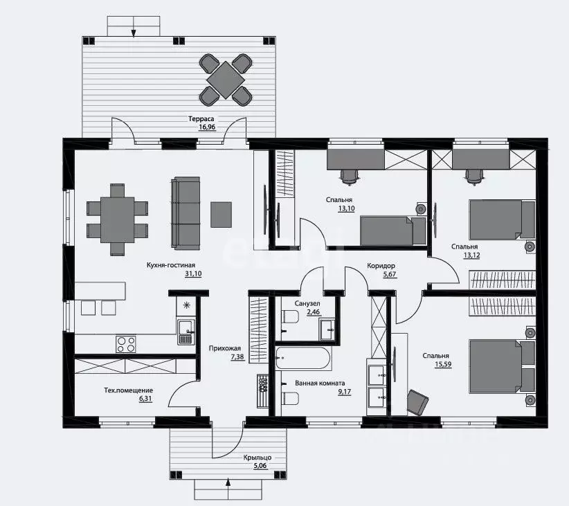 Дом в Курская область, Курский район, Нижнемедведицкий сельсовет, д. ... - Фото 2