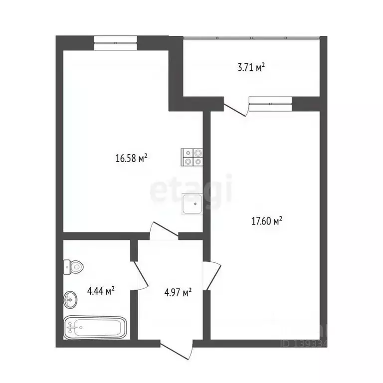 1-к кв. Тюменская область, Тюмень ул. Тимофея Кармацкого, 7 (45.44 м) - Фото 2