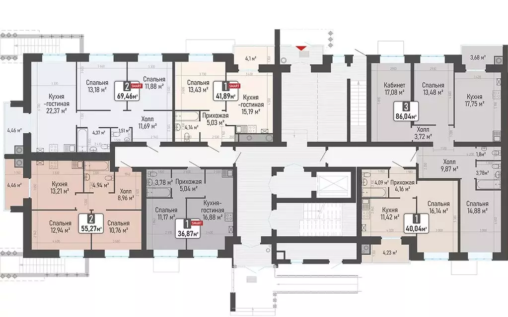 1-к кв. Рязанская область, Рыбное Мега жилой квартал,  (36.87 м) - Фото 2