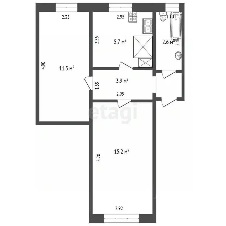 2-к кв. Калужская область, Перемышльский муниципальный округ, Макарово ... - Фото 2