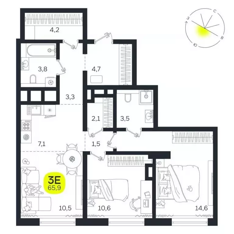 3-к кв. Свердловская область, Екатеринбург Южная Ботаника жилрайон, ... - Фото 1