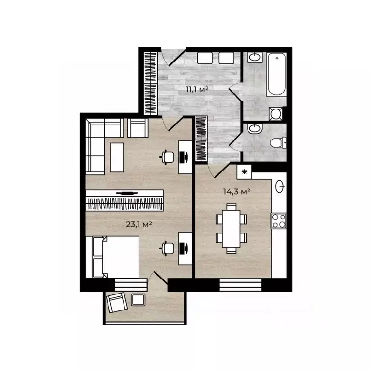 1-к кв. Ярославская область, Тутаев Парковый проезд, 1 (55.1 м) - Фото 2