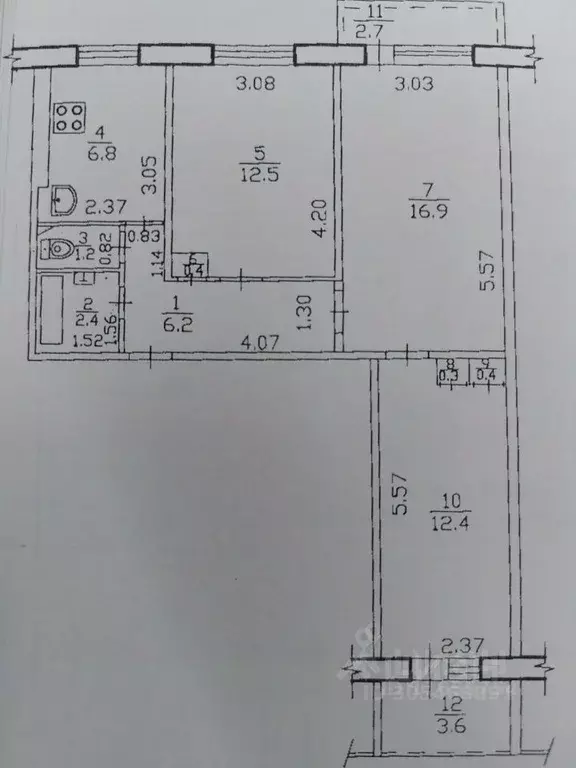 3-к кв. Башкортостан, Уфа ул. Пушкина, 45 (59.5 м) - Фото 2