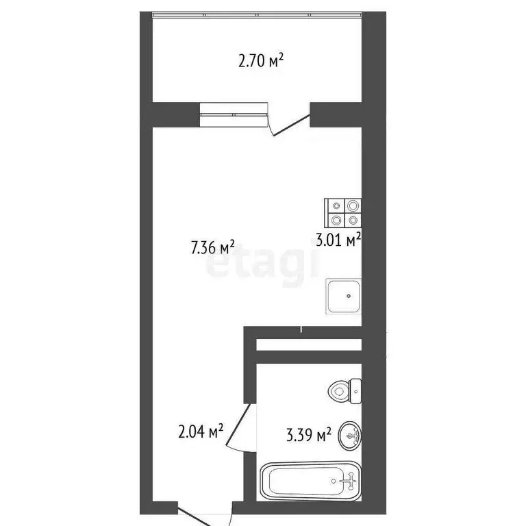 Квартира-студия: Тюмень, улица Новосёлов, 117 (17 м) - Фото 0