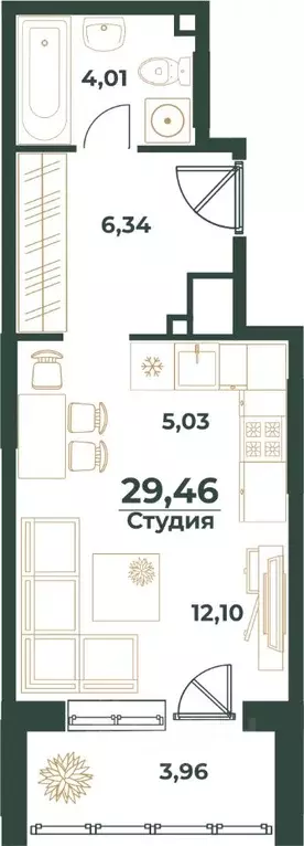 Студия Башкортостан, Уфа ул. Ивана Спатара, 14 (29.46 м) - Фото 0