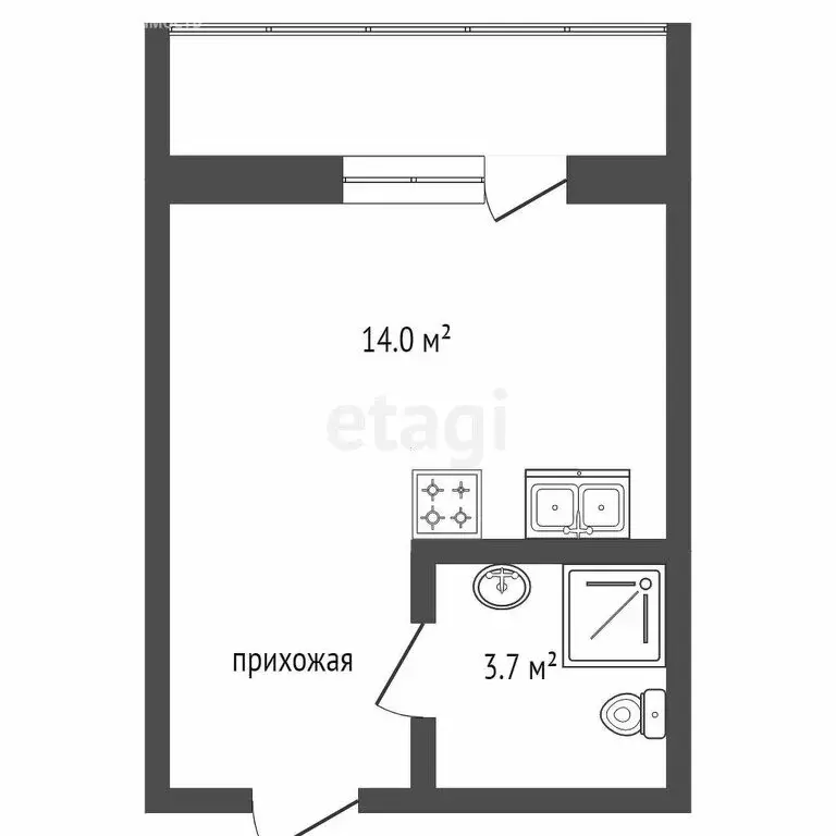 Квартира-студия: территория Цемдолина, улица Ф.Я. Бурсака, 82 (22.6 м) - Фото 0