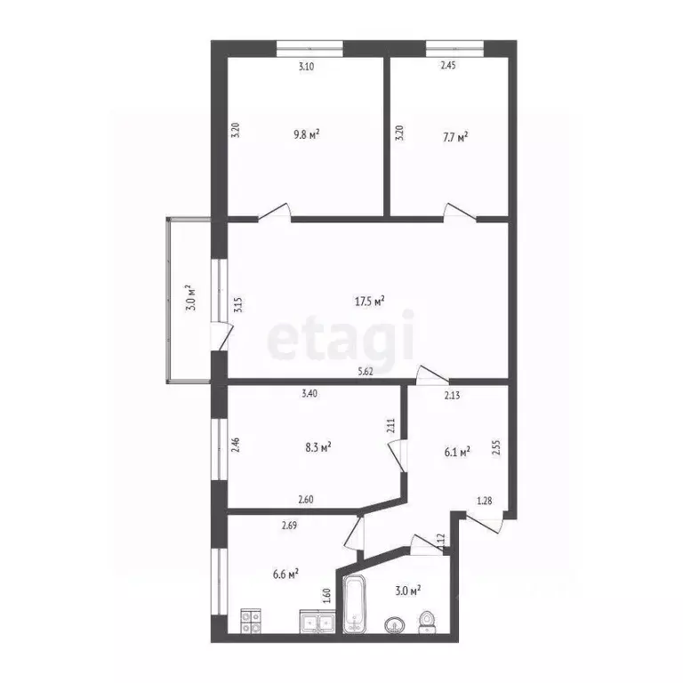 4-к кв. Ростовская область, Ростов-на-Дону ул. Оганова, 21 (60.0 м) - Фото 1