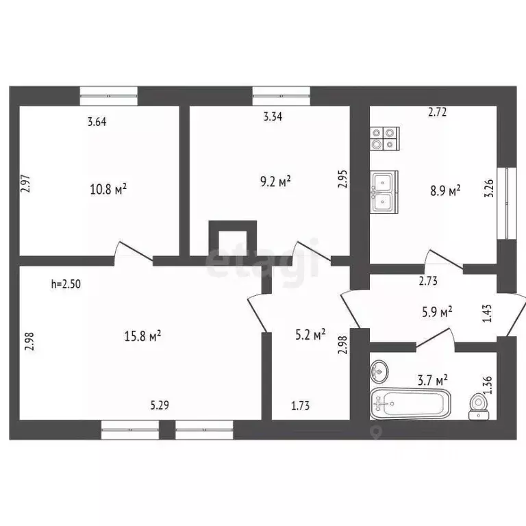 Дом в Крым, Черноморский район, с. Новоивановка ул. Целинная, 34 (58 ... - Фото 2