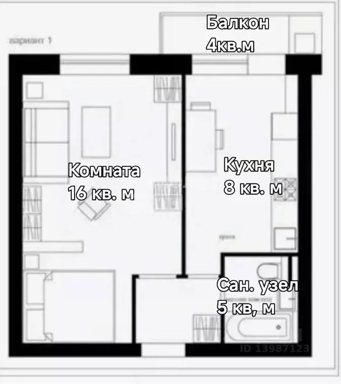 1-к кв. Челябинская область, Копейск пос. Октябрьский, ул. Ленина, 8/1 ... - Фото 2