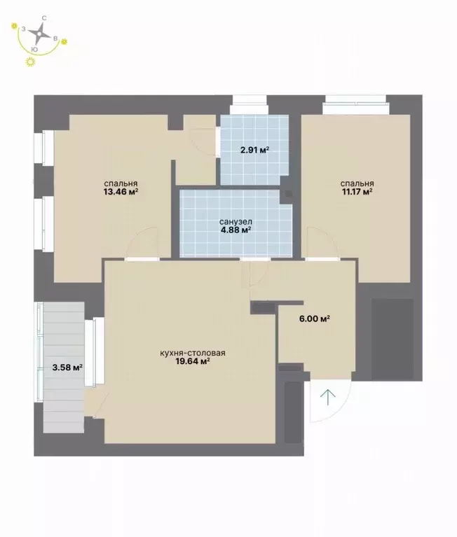 2-к кв. Свердловская область, Екатеринбург ул. Студенческая, 16 (61.64 ... - Фото 1