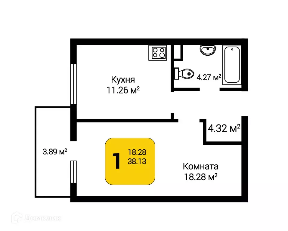 Продаётся 1-к квартира, 39.24 м - Фото 0