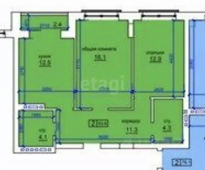 2-к кв. Северная Осетия, Владикавказ Курская ул., 26 (75.0 м) - Фото 2