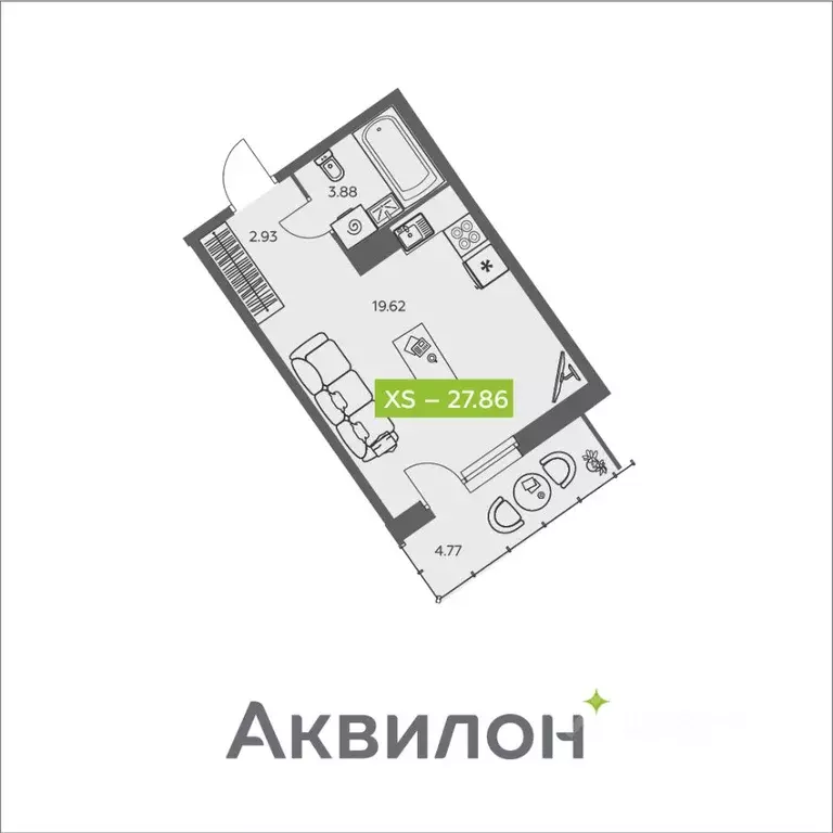 Студия Архангельская область, Архангельск ул. Валявкина, 38 (27.86 м) - Фото 1