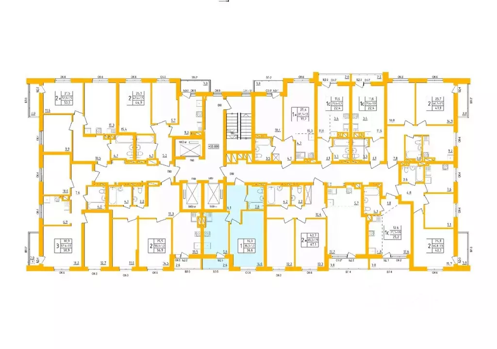 1-к кв. Башкортостан, Уфа Инорс-4Б мкр, Акварель жилой комплекс (36.3 ... - Фото 1