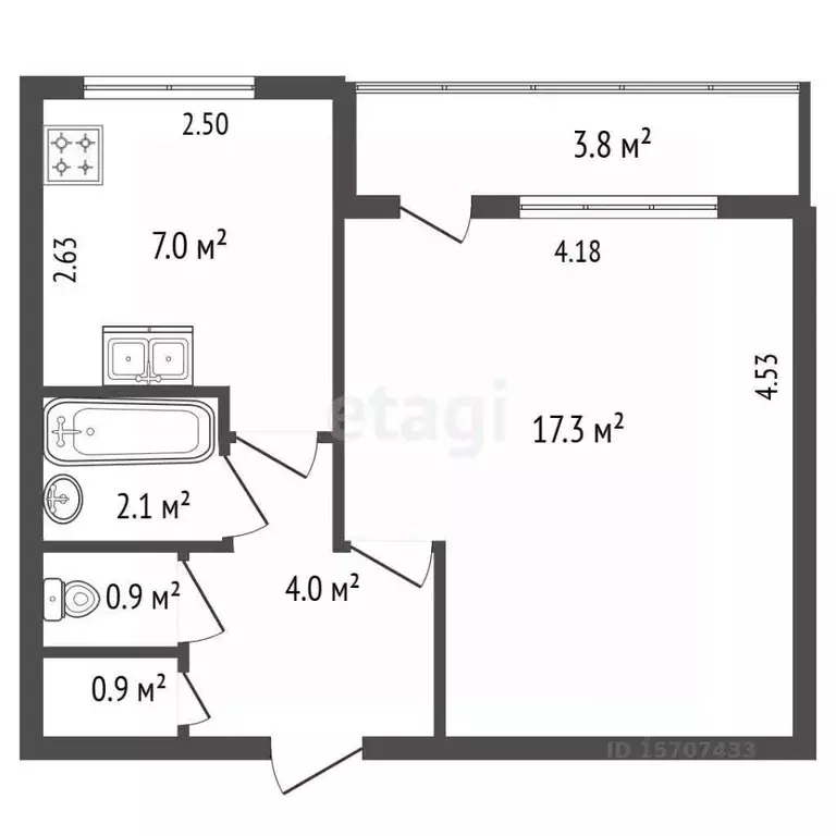 1-к кв. Санкт-Петербург ул. Сантьяго-де-Куба, 10К1 (32.2 м) - Фото 2