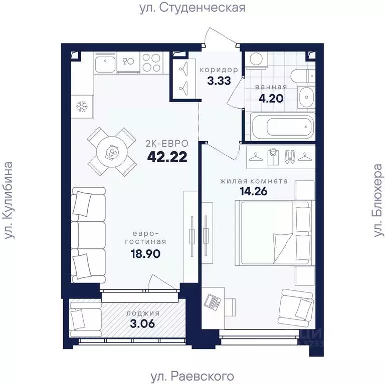 1-к кв. Свердловская область, Екатеринбург Втузгородок жилрайон, ... - Фото 2