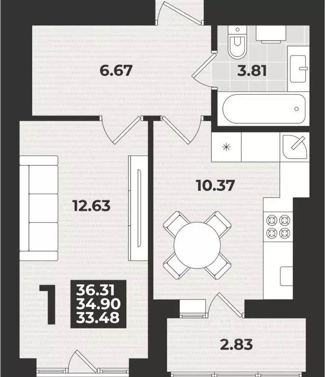 1-к кв. Калининградская область, Калининград ул. Героя России ... - Фото 1