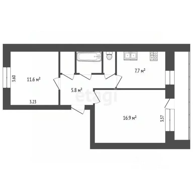 2-к кв. Ярославская область, Ярославль ул. Курчатова, 7к2 (47.5 м) - Фото 2