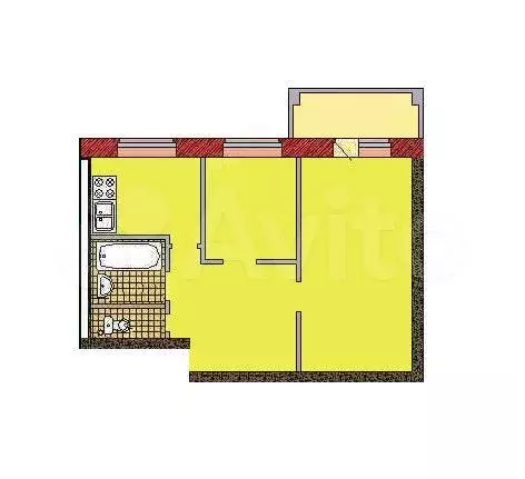 2-к. квартира, 41,7 м, 3/4 эт. - Фото 0