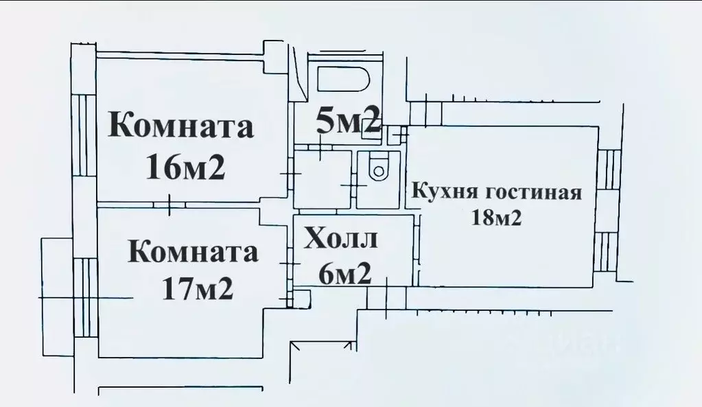 3-к кв. Москва ул. Новый Арбат, 31/12 (66.0 м) - Фото 2
