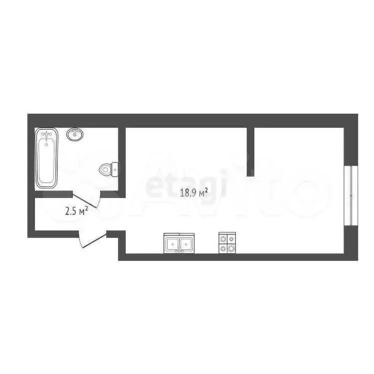 Квартира-студия, 28,3 м, 7/16 эт. - Фото 0