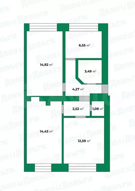 3-к. квартира, 60,4 м, 1/5 эт. - Фото 0